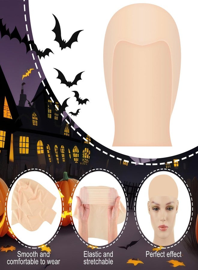 Morcheiong 2/4/8 Pieces Bald Cap for Halloween Costumes Makeup Latex Bald Head Wig Caps Bald Cosplay for Adults Women (Classic Style, 2) - Image 2
